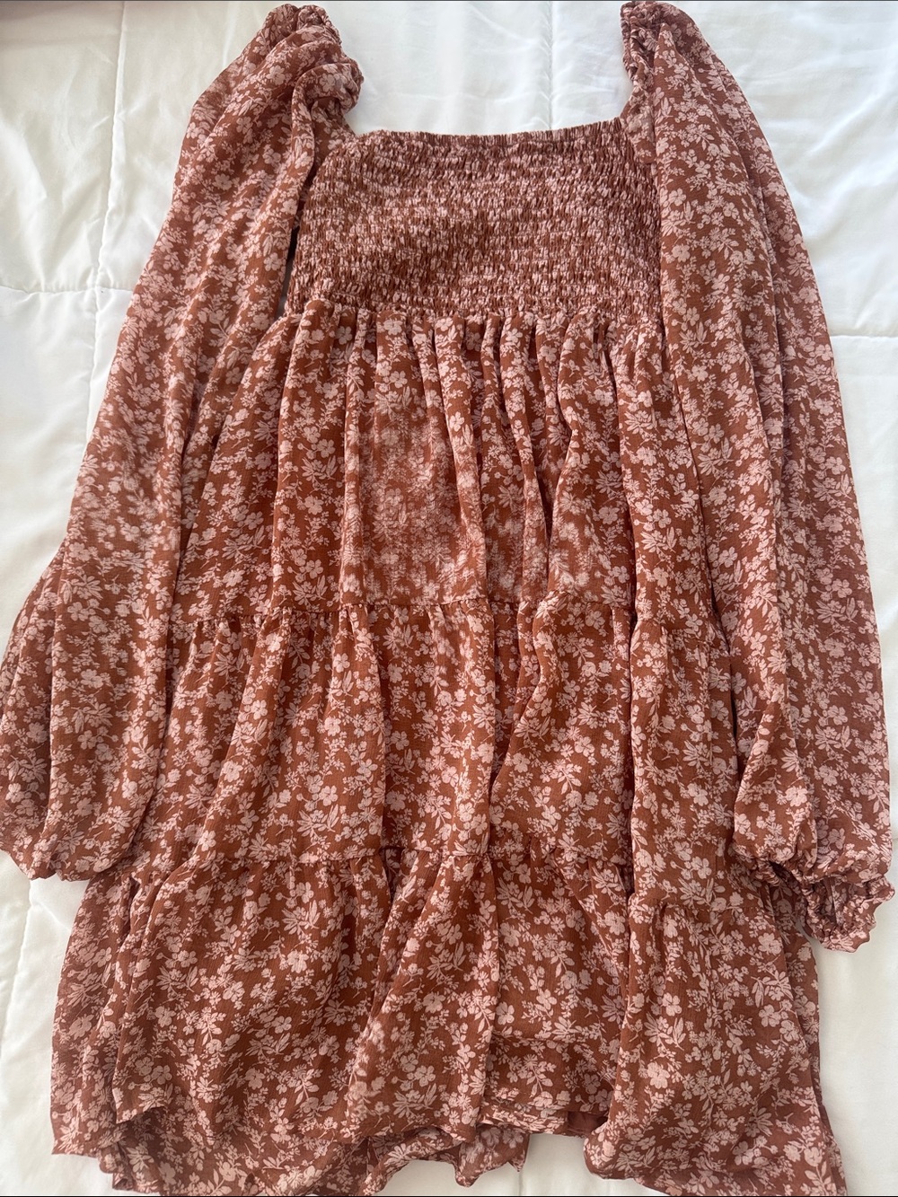 Altar'd State Rust Floral Smocked Mini Dress - Picture 2 of 2